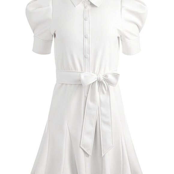 NWT: Alice + Olivia, Lurlene Short Sleeve Vegan Leather Mini Dress Sz: 12 - Picture 3 of 5